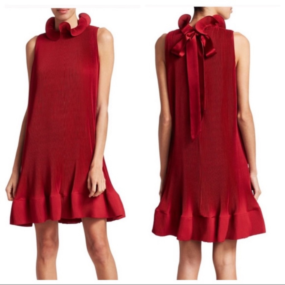NWT Tibi Pleating Sleeveless Dress w Neck Bow